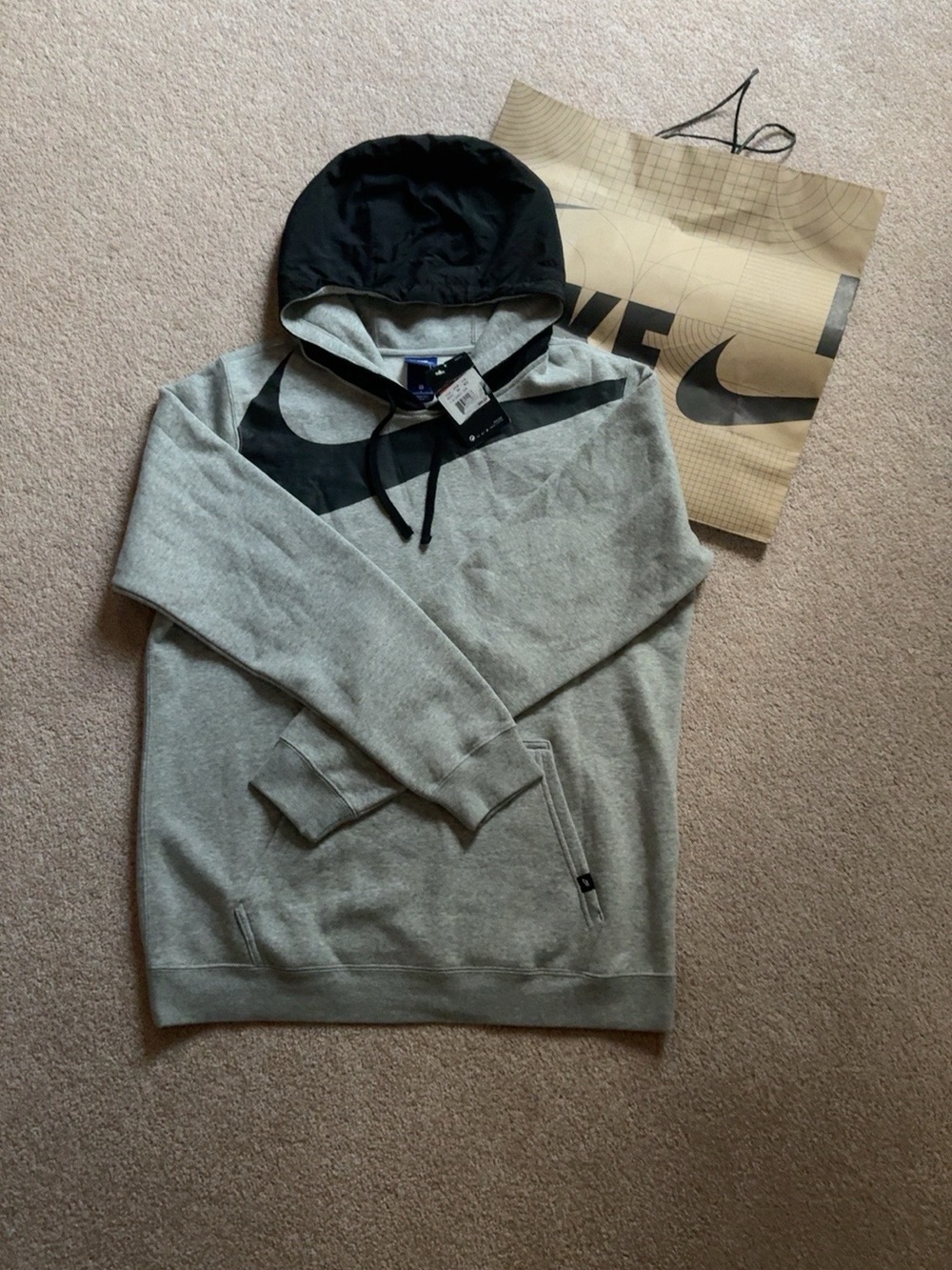 Nike Sportswear Swoosh Pullover Hoodie Gray Black Men’s
